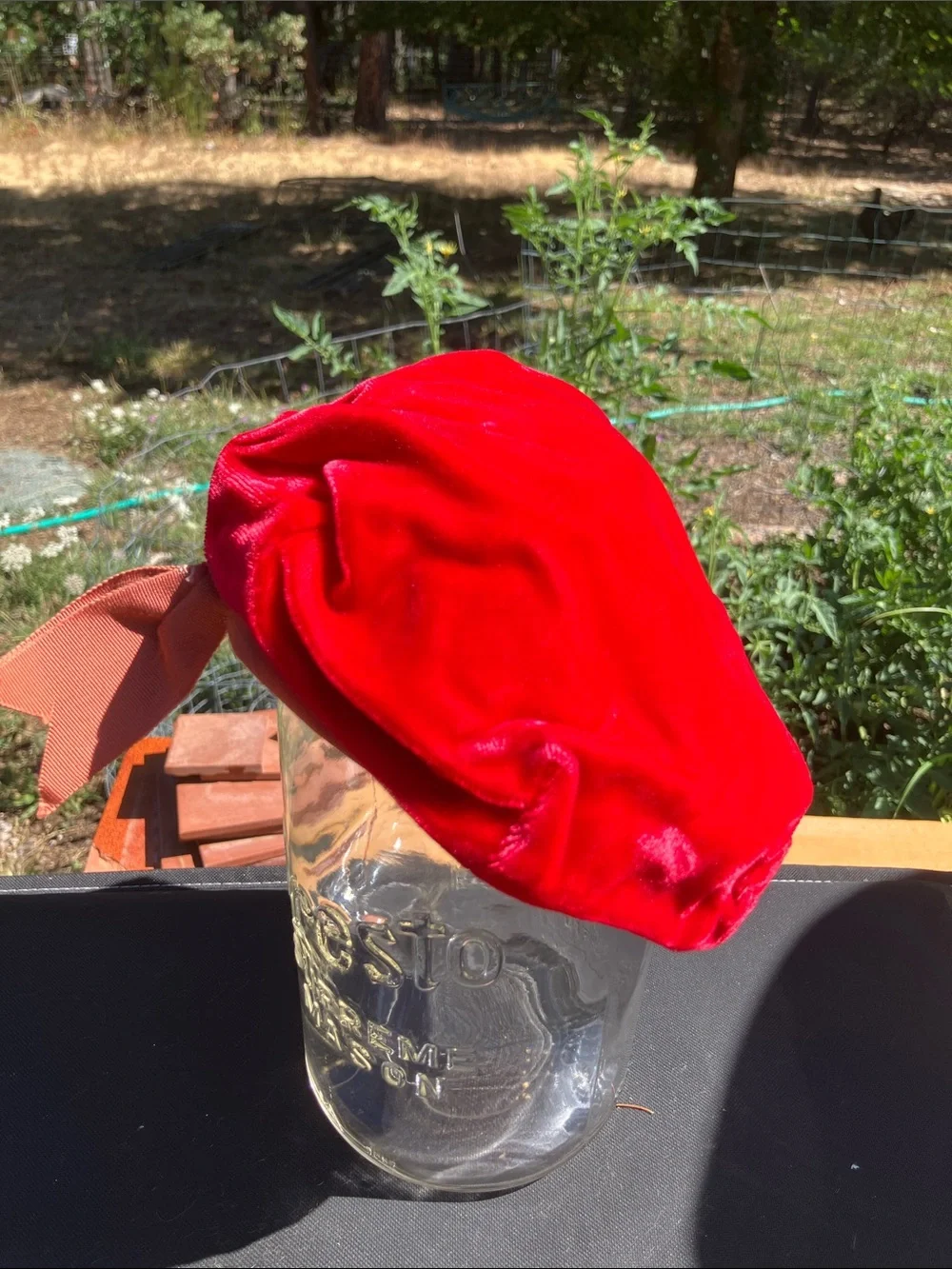 Velvet vintage red beret 18”